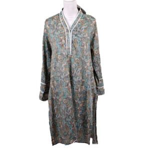 Image Est. 1993 Ocean Jade Paisley V-Neck Full Sleeve Lace Finishing India Kurta